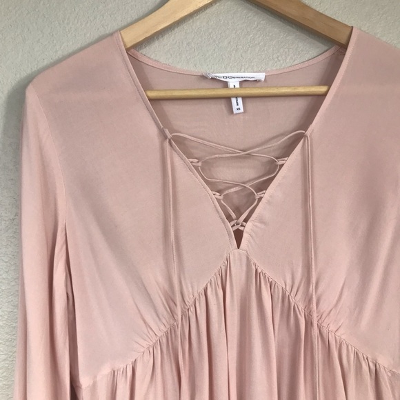 BCBGeneration Lace Up Blouse in Rose Smoke - Picture 6 of 9